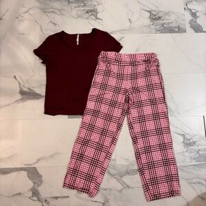 💕Soma💕Pajama Set - Burgundy & Pink Gingham